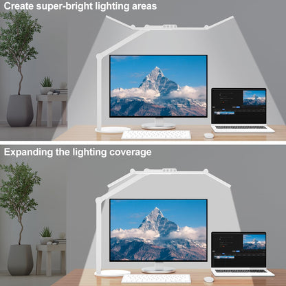 Architect Desk Lamp with Atmosphere Lighting, Adjustable Led Desk Light for Home Office with Base, 24W Bright Auto Dimming Table Light with Rotatable Swing Arm for Workbench Computer