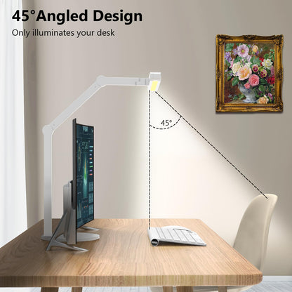 Architect Desk Lamp with Atmosphere Lighting, Adjustable Led Desk Light for Home Office with Base, 24W Bright Auto Dimming Table Light with Rotatable Swing Arm for Workbench Computer