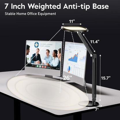 Premium LED Desk Lamp, Dual-Sided Soft Lighting with Knob Remote