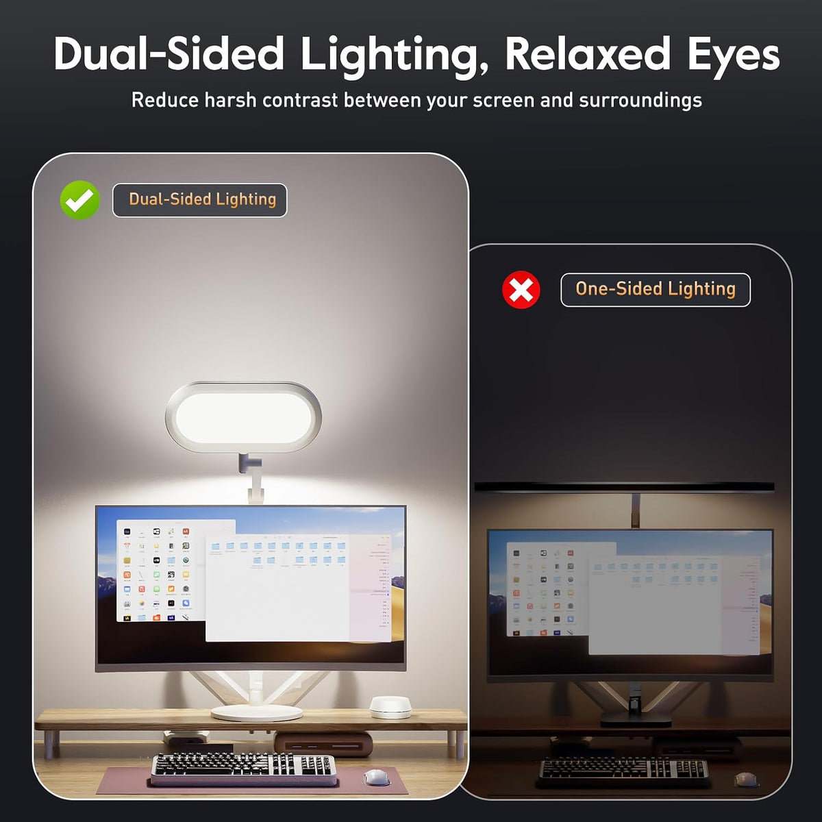 Premium LED Desk Lamp, Dual-Sided Soft Lighting with Knob Remote