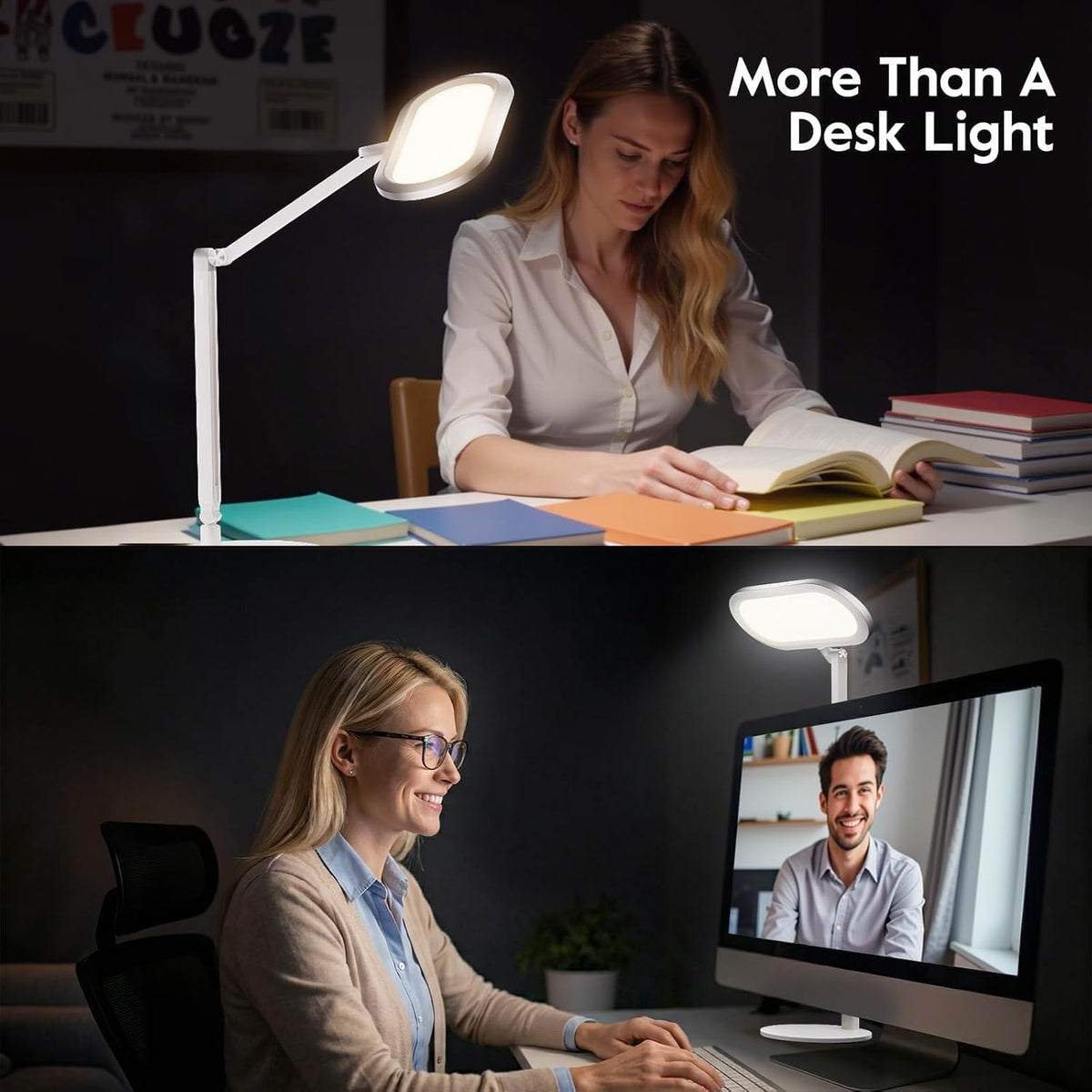 Premium LED Desk Lamp, Dual-Sided Soft Lighting with Knob Remote