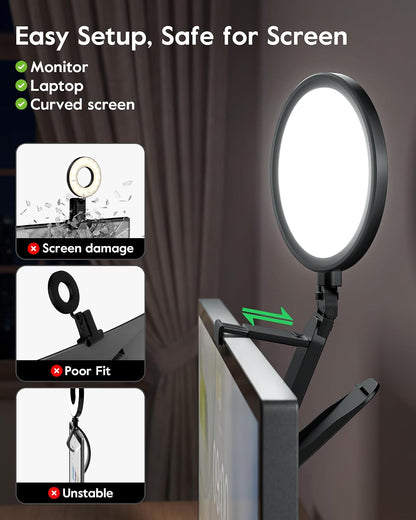 Ring Light for Computer, Eye-Care Lighting for Zoom Call, Streaming
