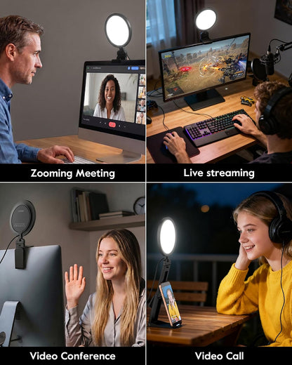 Ring Light for Computer, Eye-Care Lighting for Zoom Call, Streaming