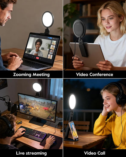 Ring Light for Computer, Eye-Care Lighting for Zoom Call, Streaming