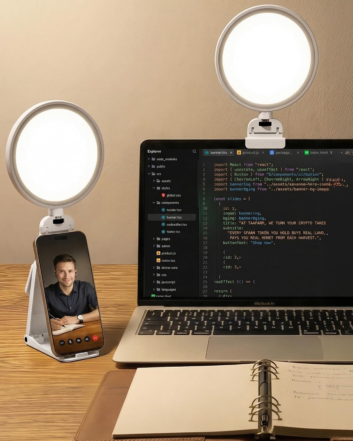 Ring Light for Computer, Eye-Care Lighting for Zoom Call, Streaming