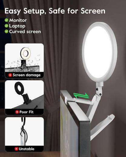 Ring Light for Computer, Eye-Care Lighting for Zoom Call, Streaming