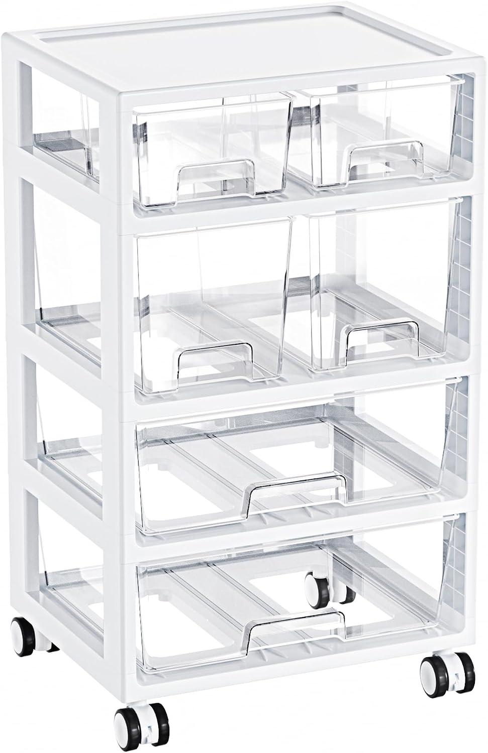 4-Tier Plastic Drawer Storage Rolling Cart with Wheels