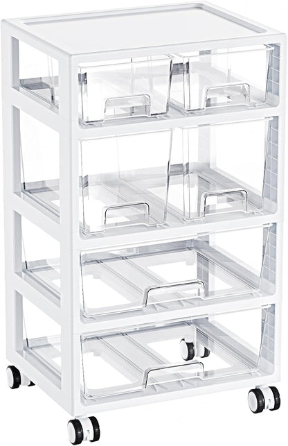 4-Tier Plastic Drawer Storage Rolling Cart with Wheels