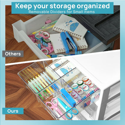 4-Tier Plastic Drawer Storage Rolling Cart with Wheels