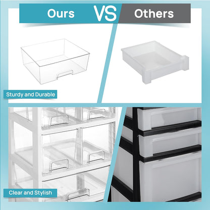 4-Tier Plastic Drawer Storage Rolling Cart with Wheels