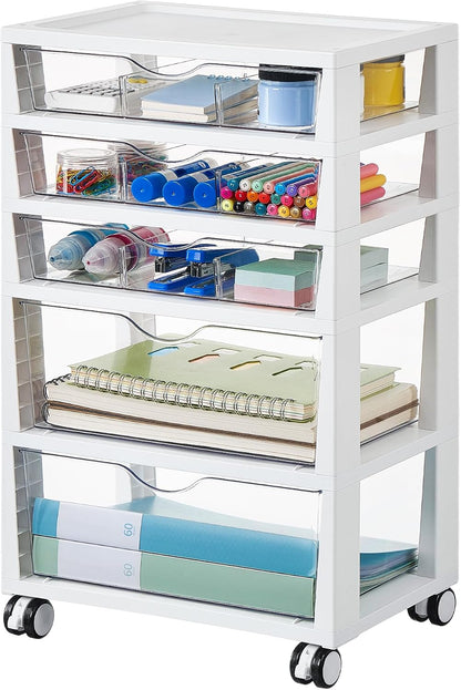 4-Tier Plastic Drawer Storage Rolling Cart with Wheels