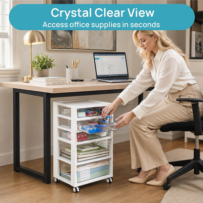 4-Tier Plastic Drawer Storage Rolling Cart with Wheels