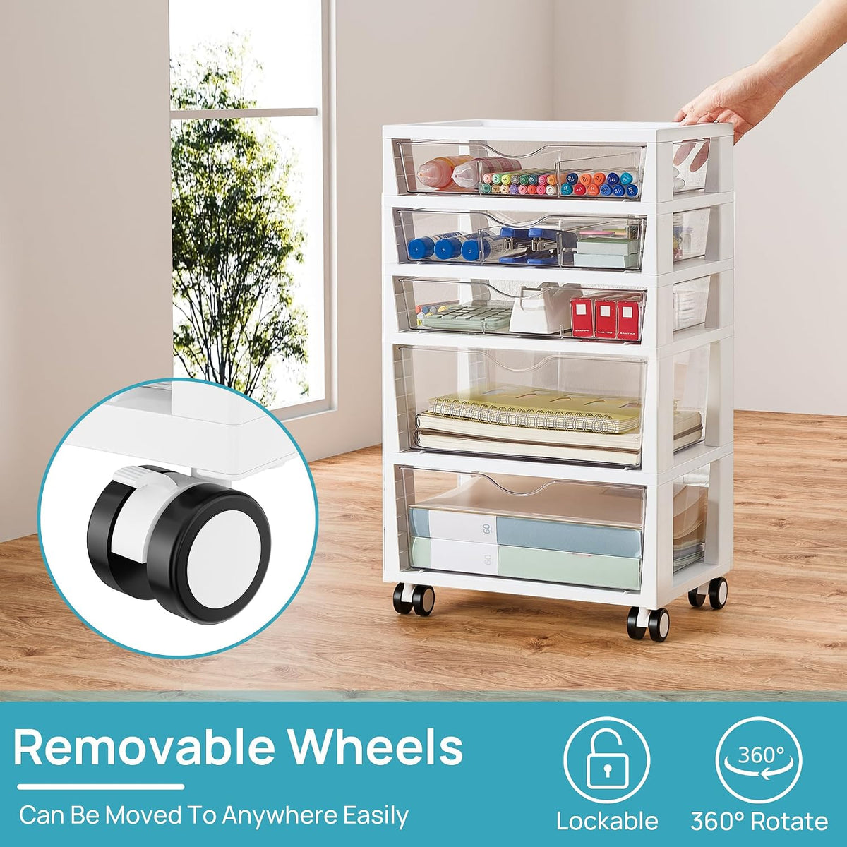 4-Tier Plastic Drawer Storage Rolling Cart with Wheels