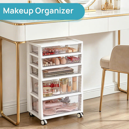 4-Tier Plastic Drawer Storage Rolling Cart with Wheels