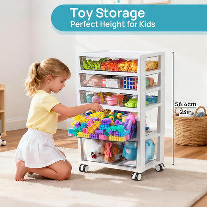 4-Tier Plastic Drawer Storage Rolling Cart with Wheels