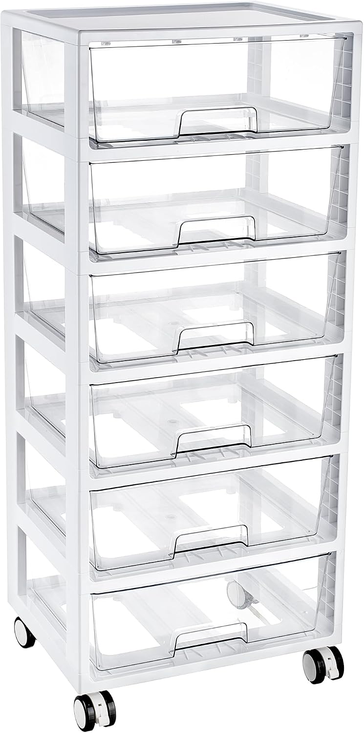 4-Tier Plastic Drawer Storage Rolling Cart with Wheels