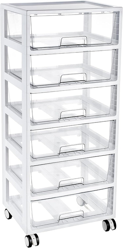 4-Tier Plastic Drawer Storage Rolling Cart with Wheels