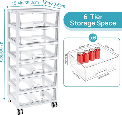 4-Tier Plastic Drawer Storage Rolling Cart with Wheels