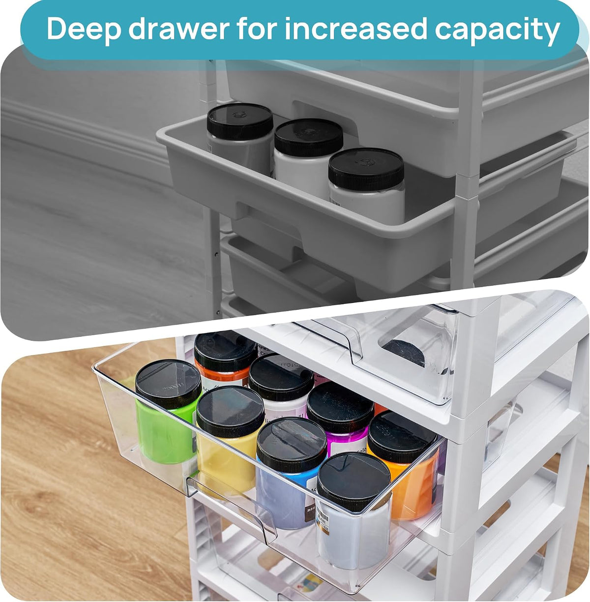 4-Tier Plastic Drawer Storage Rolling Cart with Wheels