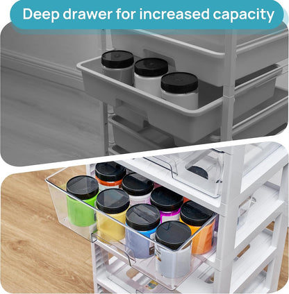 4-Tier Plastic Drawer Storage Rolling Cart with Wheels