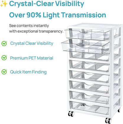 4-Tier Plastic Drawer Storage Rolling Cart with Wheels