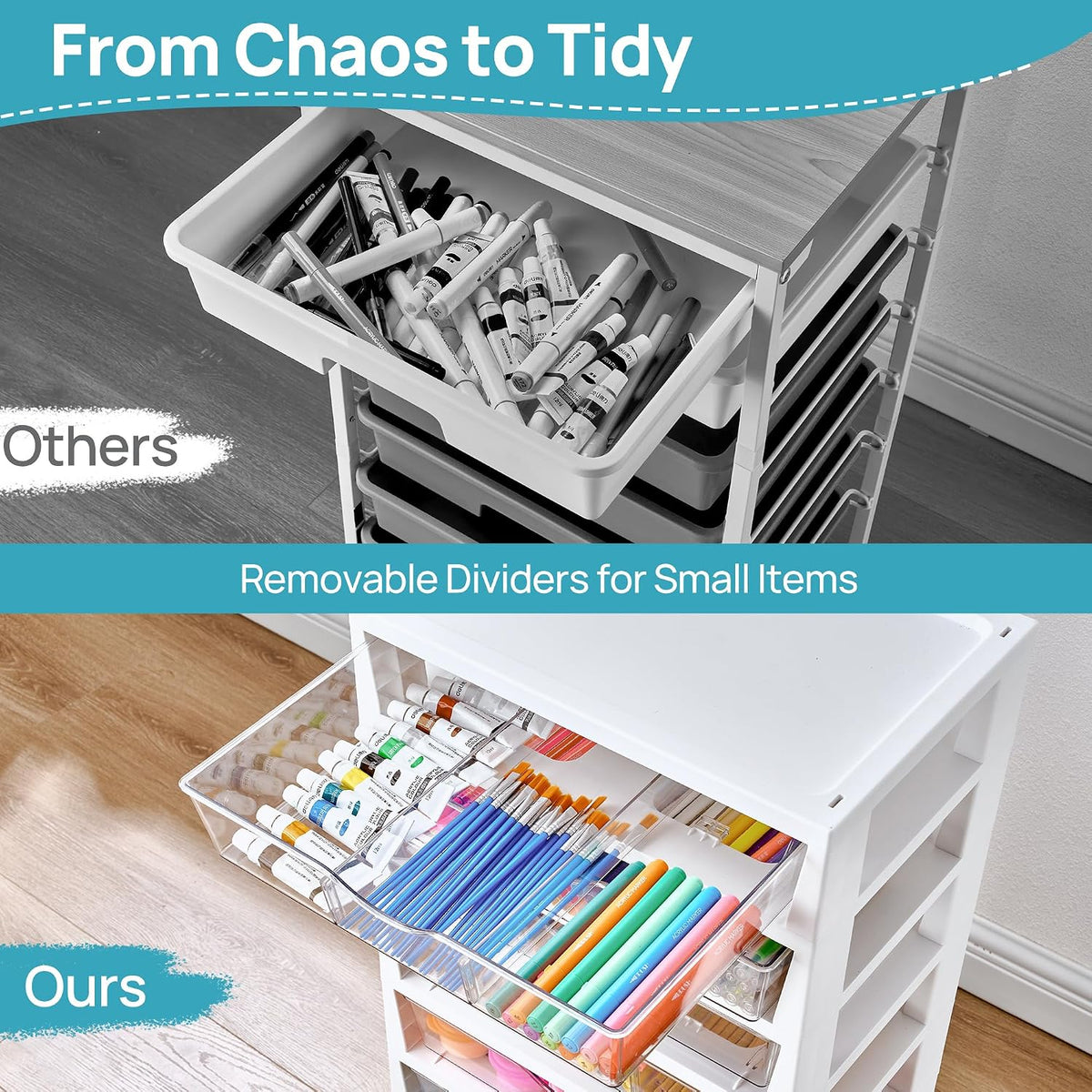 4-Tier Plastic Drawer Storage Rolling Cart with Wheels