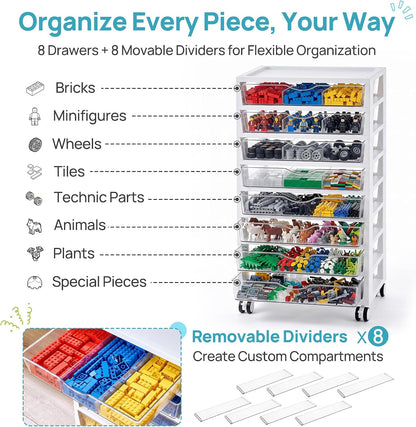 4-Tier Plastic Drawer Storage Rolling Cart with Wheels