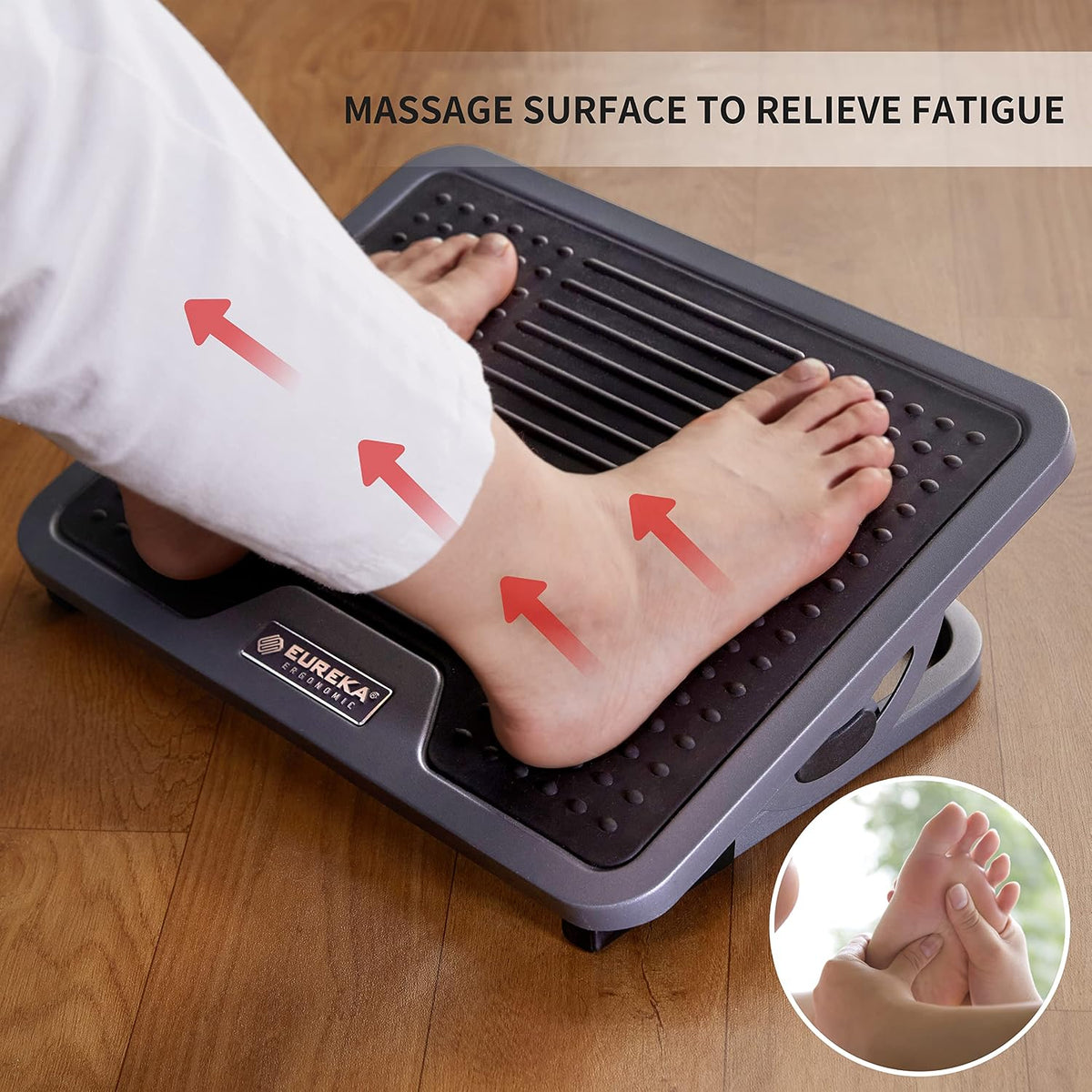 Tilt Adjustable Footrest, Foot Rest for Under Desk at Work with Massage Surface, Office Foot Rest Under Desk with 20 Degree Tilt No Locking, Metal Frame