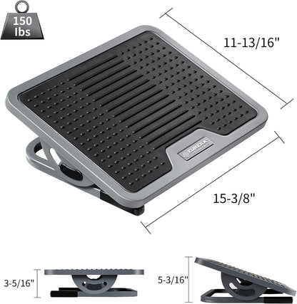 Tilt Adjustable Footrest, Foot Rest for Under Desk at Work with Massage Surface, Office Foot Rest Under Desk with 20 Degree Tilt No Locking, Metal Frame