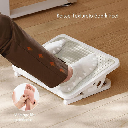 Tilt Adjustable Footrest, Foot Rest for Under Desk at Work with Massage Surface, Office Foot Rest Under Desk with 20 Degree Tilt No Locking, Metal Frame