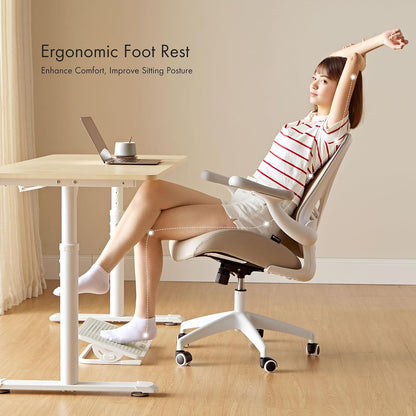 Tilt Adjustable Footrest, Foot Rest for Under Desk at Work with Massage Surface, Office Foot Rest Under Desk with 20 Degree Tilt No Locking, Metal Frame