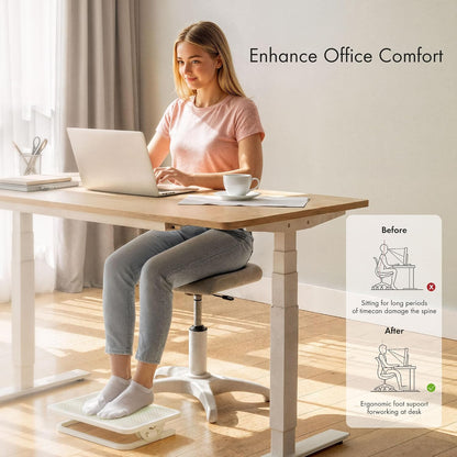 Tilt Adjustable Footrest, Foot Rest for Under Desk at Work with Massage Surface, Office Foot Rest Under Desk with 20 Degree Tilt No Locking, Metal Frame