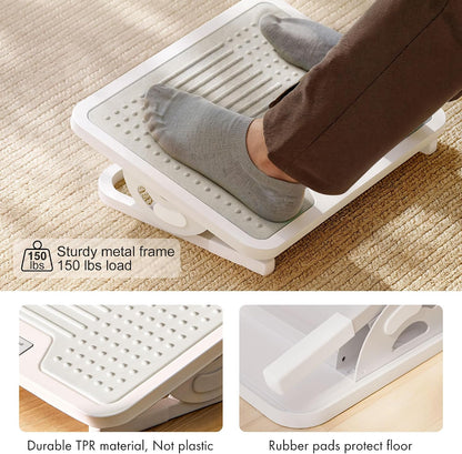 Tilt Adjustable Footrest, Foot Rest for Under Desk at Work with Massage Surface, Office Foot Rest Under Desk with 20 Degree Tilt No Locking, Metal Frame