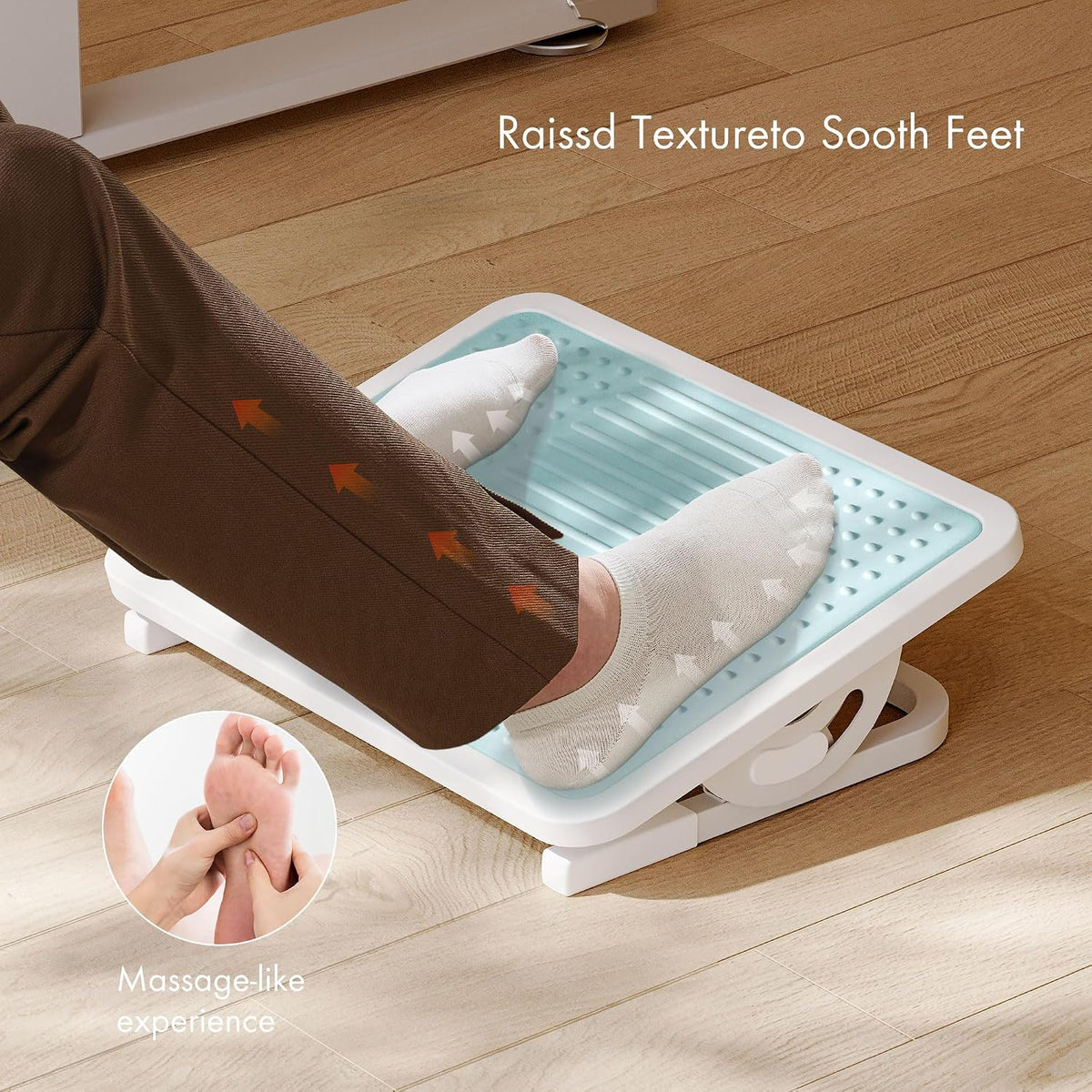 Tilt Adjustable Footrest, Foot Rest for Under Desk at Work with Massage Surface, Office Foot Rest Under Desk with 20 Degree Tilt No Locking, Metal Frame