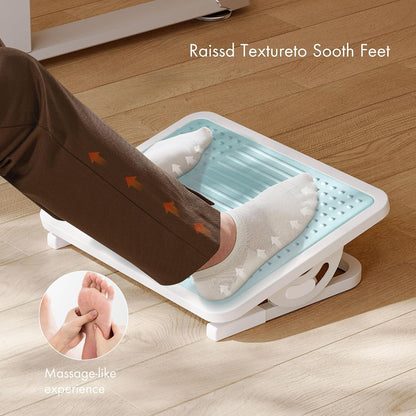 Tilt Adjustable Footrest, Foot Rest for Under Desk at Work with Massage Surface, Office Foot Rest Under Desk with 20 Degree Tilt No Locking, Metal Frame