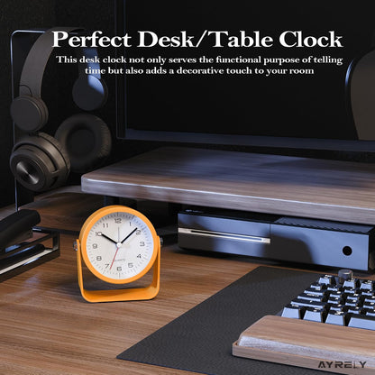 ® 3.5" Small Analog Travel Alarm Clock, Battery Operated Desk Clock