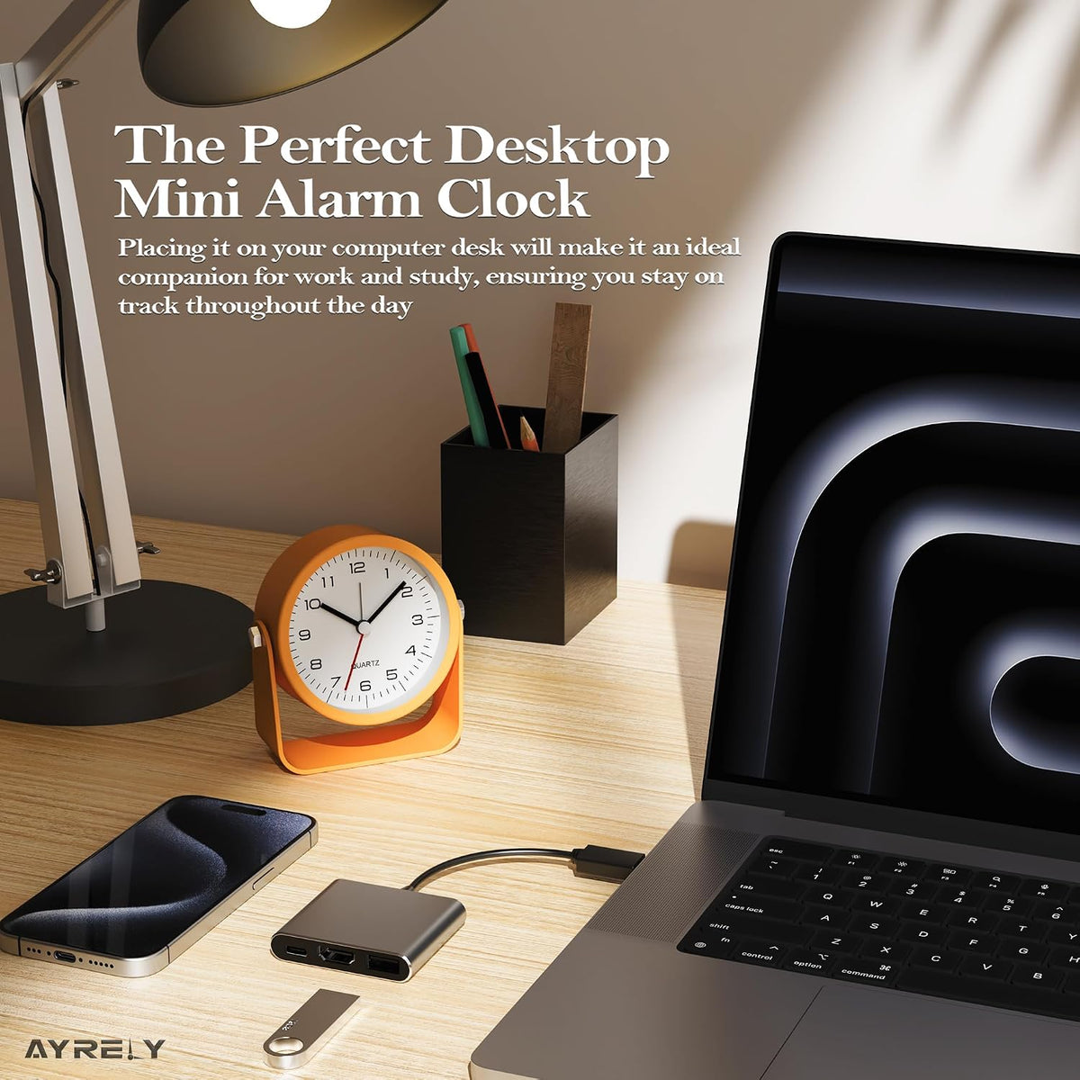 ® 3.5" Small Analog Travel Alarm Clock, Battery Operated Desk Clock