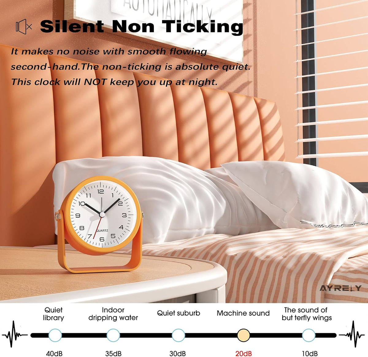 ® 3.5" Small Analog Travel Alarm Clock, Battery Operated Desk Clock