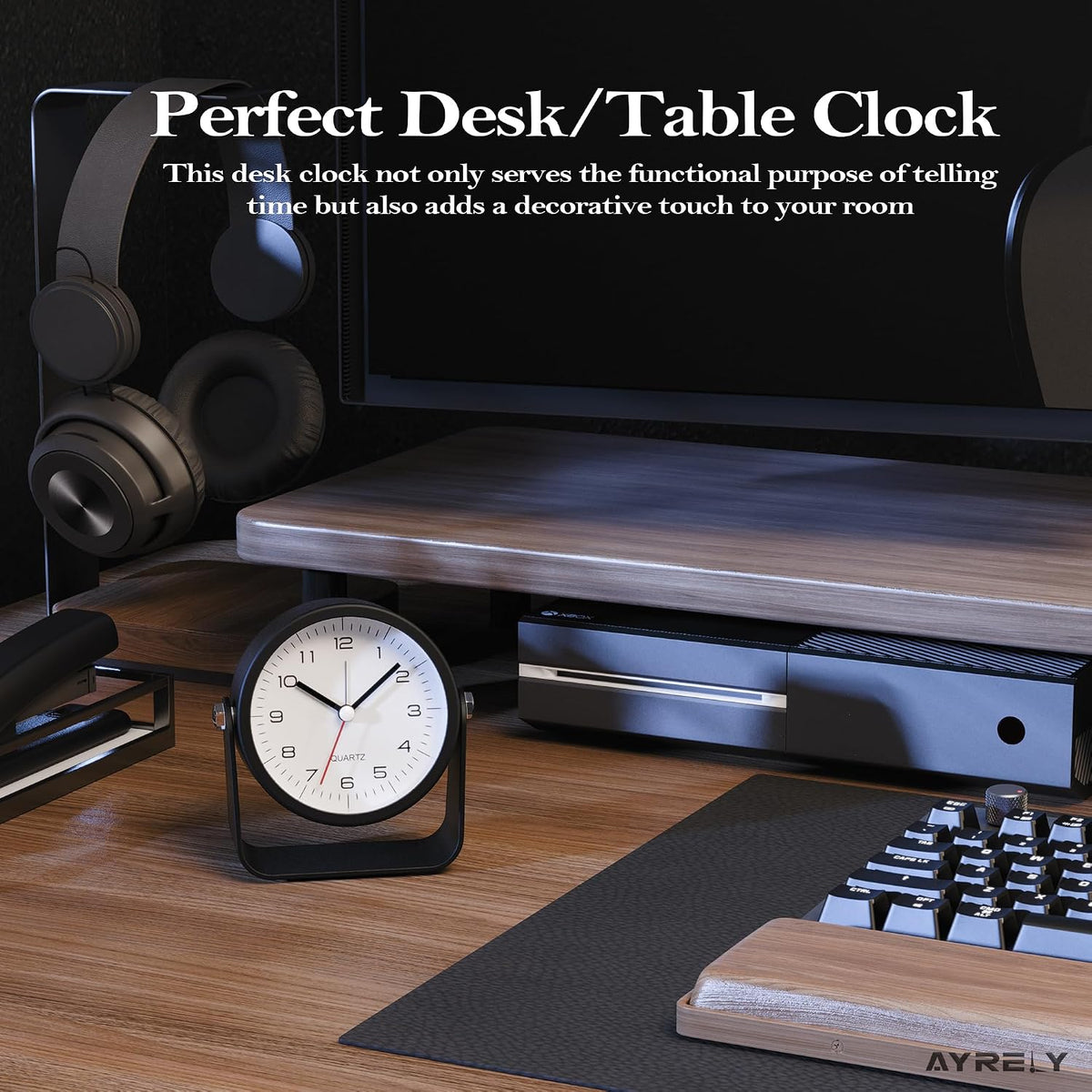 ® 3.5" Small Analog Travel Alarm Clock, Battery Operated Desk Clock
