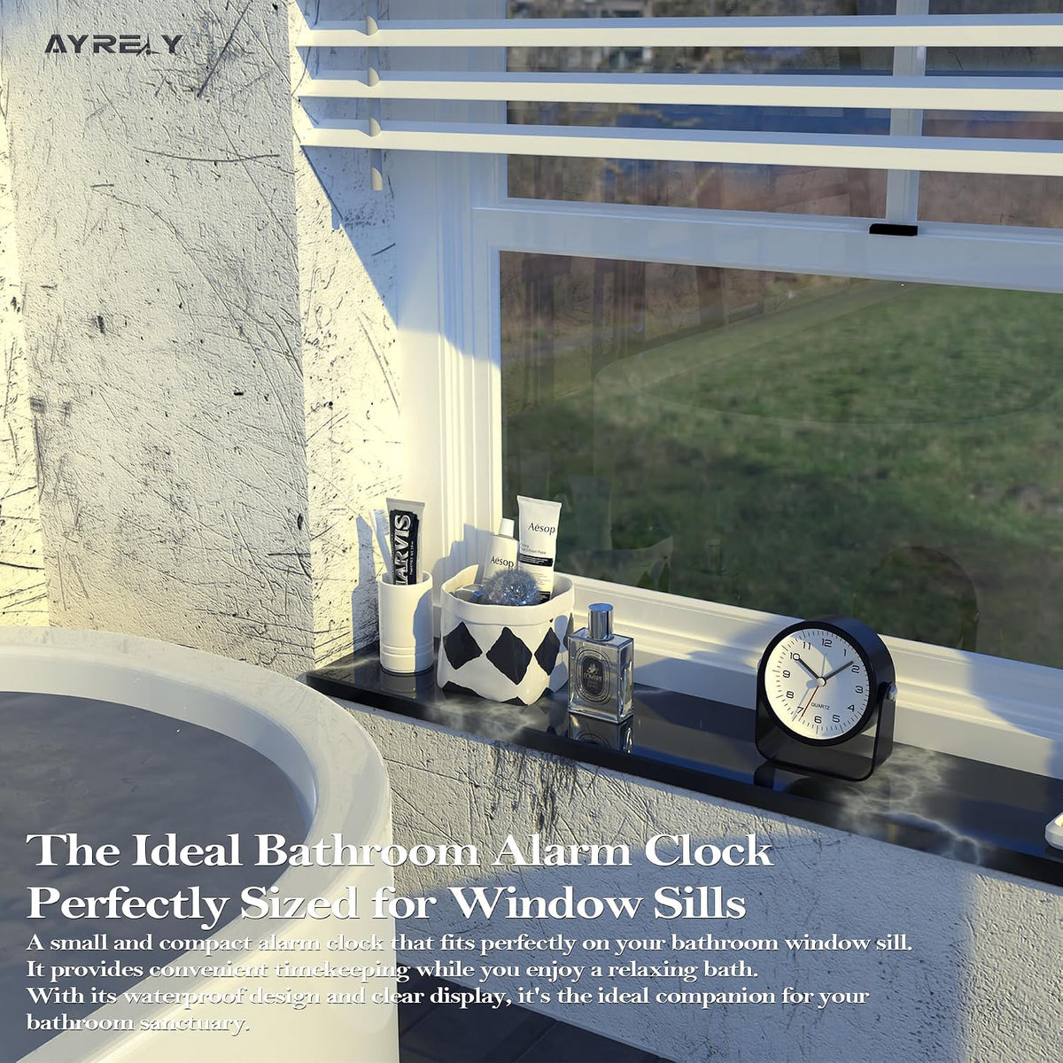 ® 3.5" Small Analog Travel Alarm Clock, Battery Operated Desk Clock