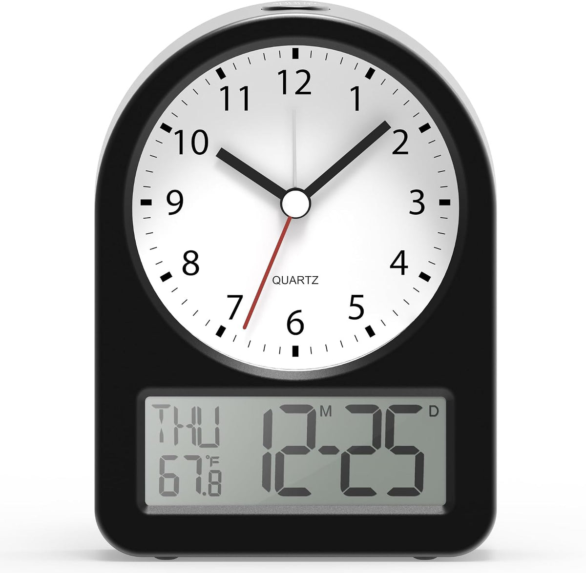 ® 3.5" Small Analog Travel Alarm Clock, Battery Operated Desk Clock