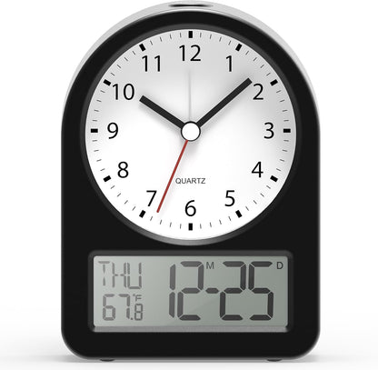 ® 3.5" Small Analog Travel Alarm Clock, Battery Operated Desk Clock