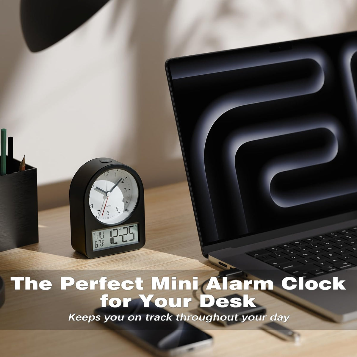 ® 3.5" Small Analog Travel Alarm Clock, Battery Operated Desk Clock