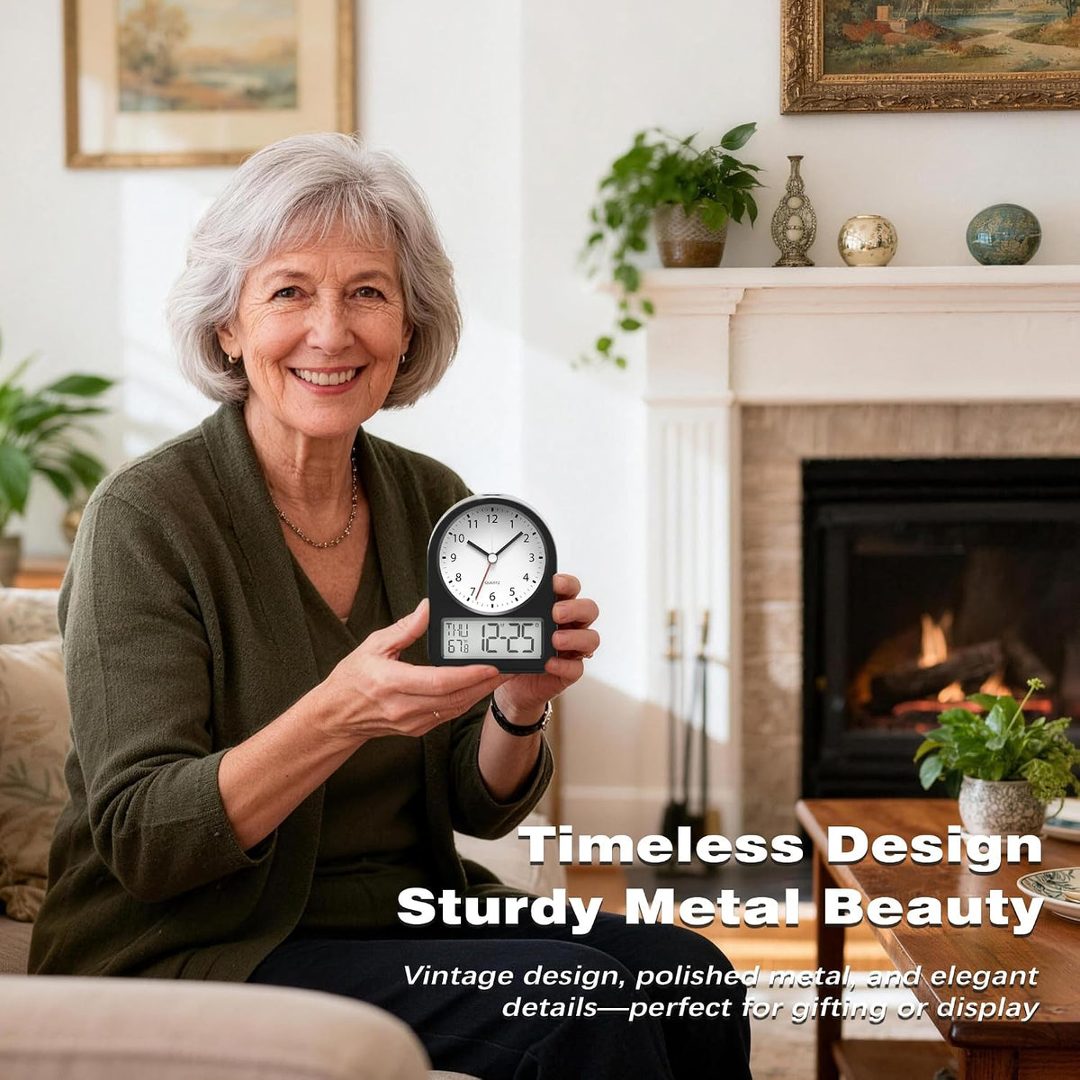 ® 3.5" Small Analog Travel Alarm Clock, Battery Operated Desk Clock