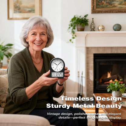 ® 3.5" Small Analog Travel Alarm Clock, Battery Operated Desk Clock
