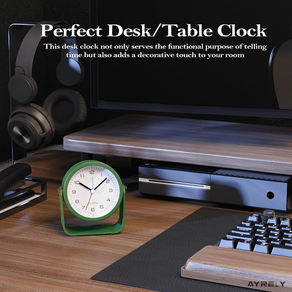 ® 3.5" Small Analog Travel Alarm Clock, Battery Operated Desk Clock