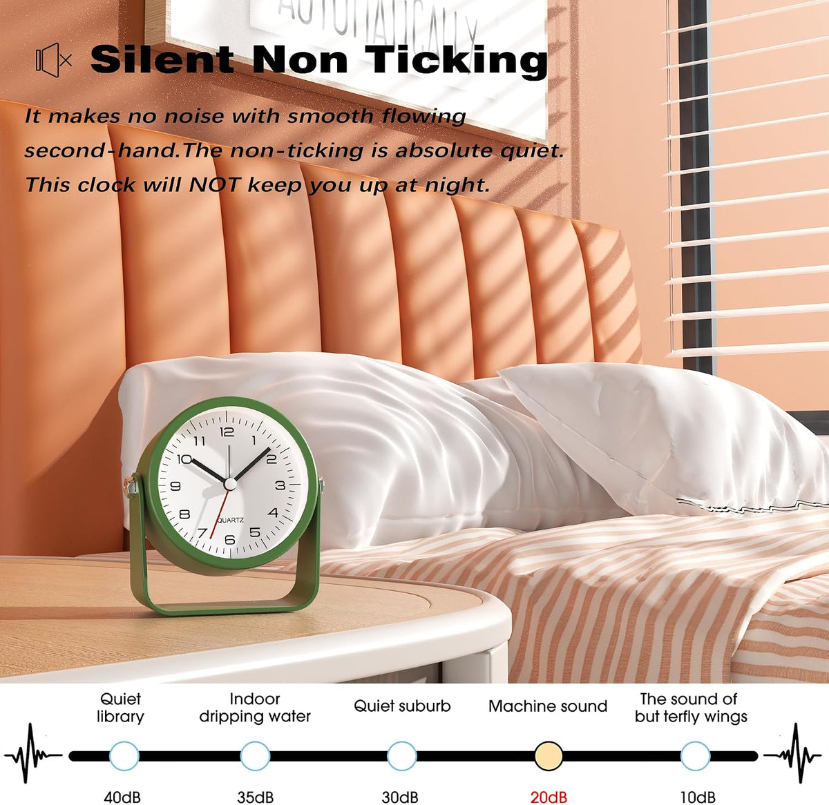 ® 3.5" Small Analog Travel Alarm Clock, Battery Operated Desk Clock