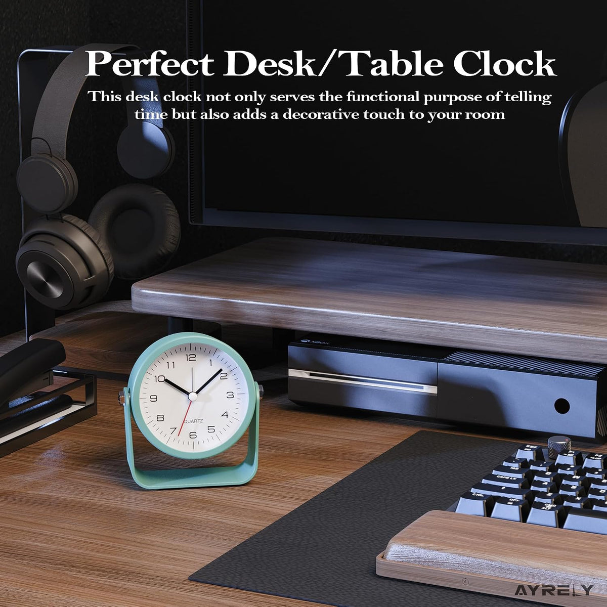 ® 3.5" Small Analog Travel Alarm Clock, Battery Operated Desk Clock
