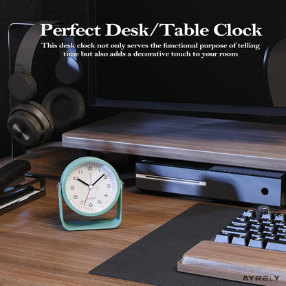 ® 3.5" Small Analog Travel Alarm Clock, Battery Operated Desk Clock