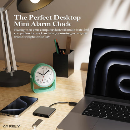 ® 3.5" Small Analog Travel Alarm Clock, Battery Operated Desk Clock